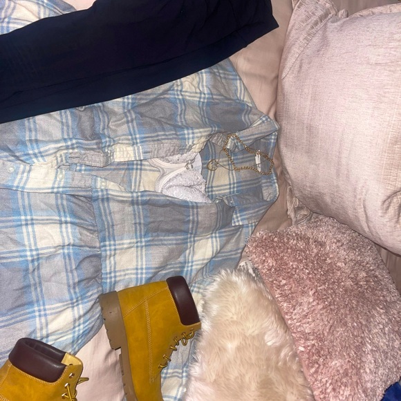 Baby blue american eagle oversized flannel - Picture 1 of 4